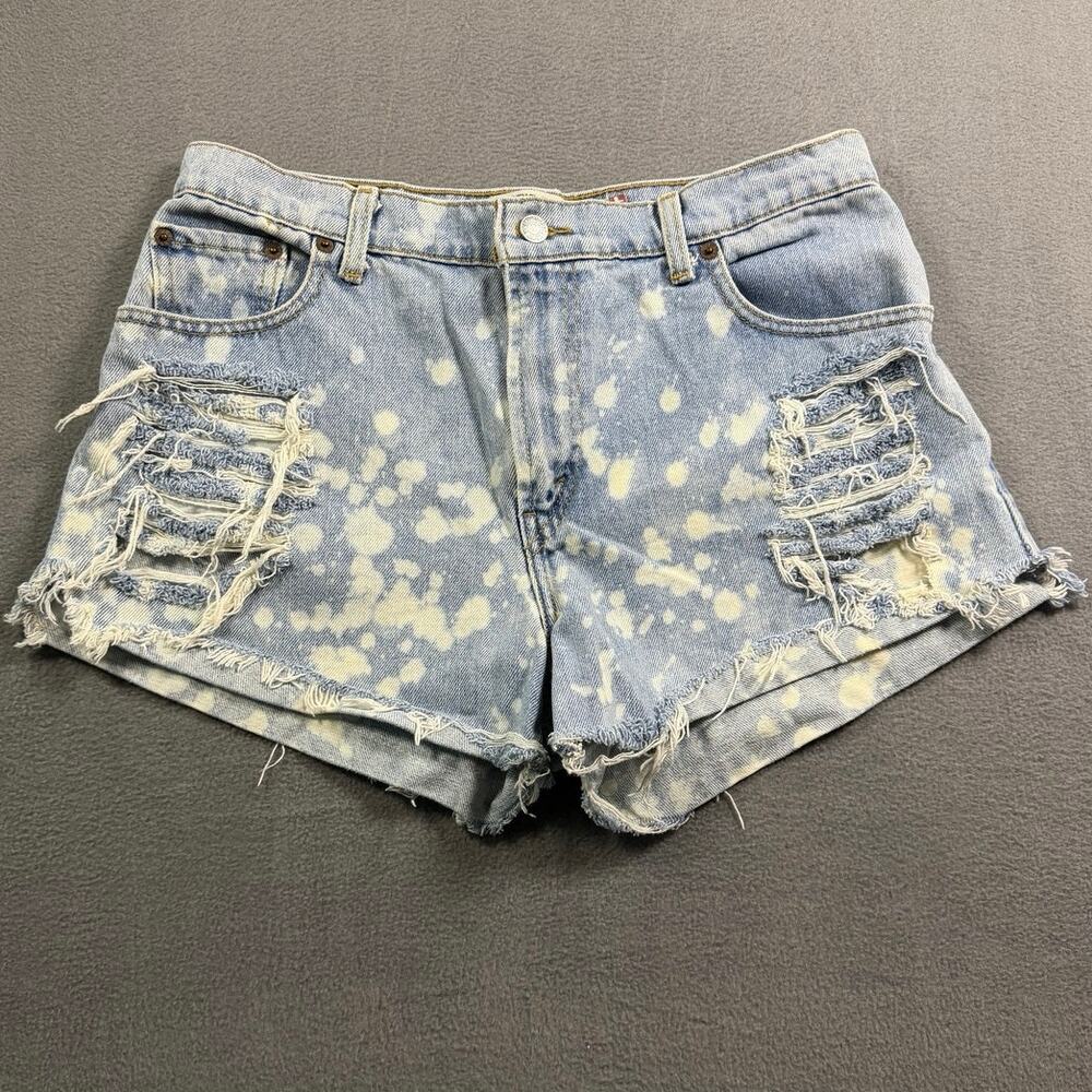 Levis RE/DONE Y2K High Rise Shorts 12 Splash Bleach Splatter Distressed Frayed